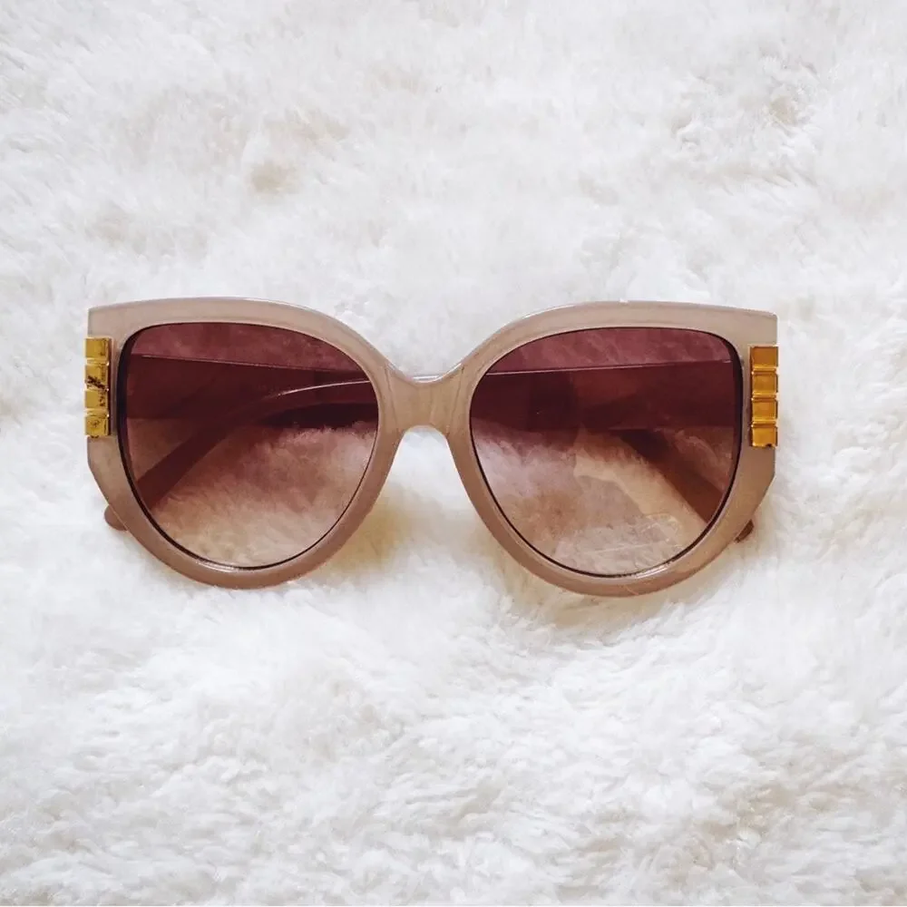 Rosy Light Gray Cat Eye Oversized Sunglasses